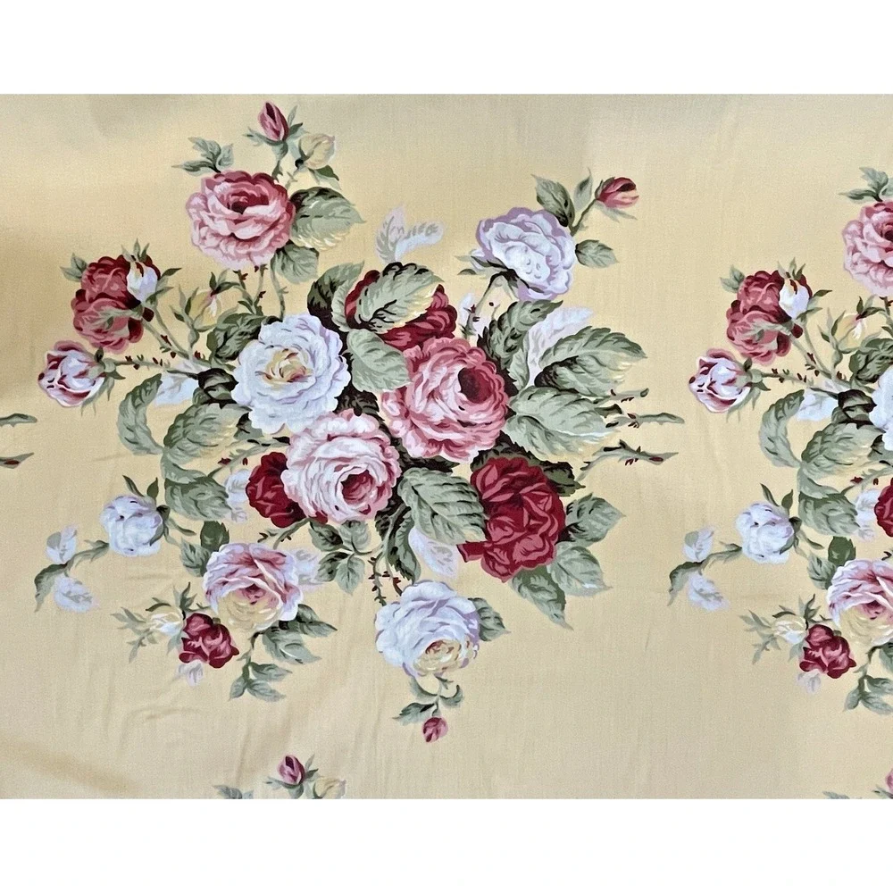 Ralph Lauren Vtg Home Decor‎ Fabric Kathleen Yellow Cabbage Roses By The Yard